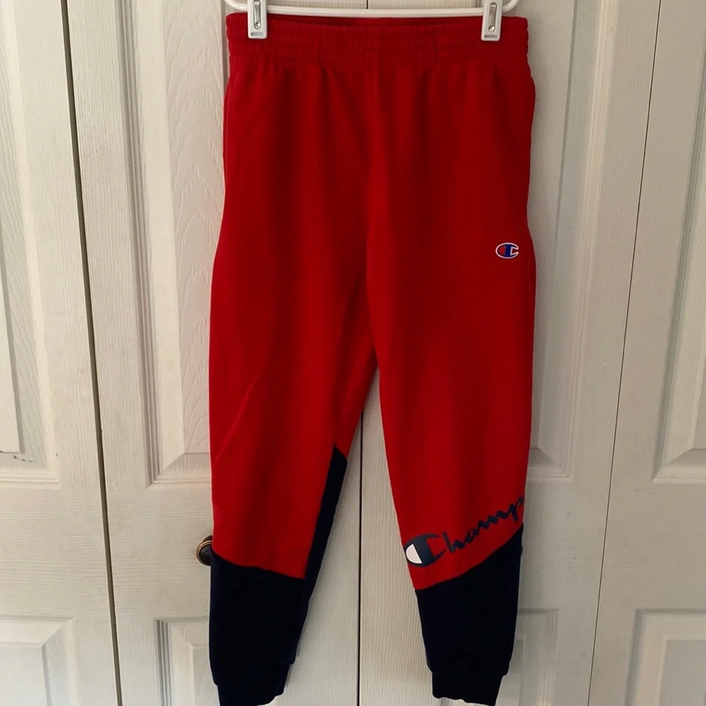 Champion Youth Medium Red/Navy Sweatpants - Picture 1 of 3